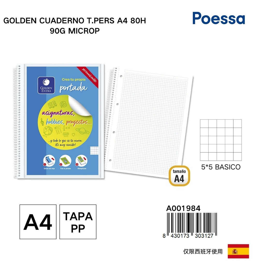 Cuaderno T.P. Pers. A4 80 hojas 90g microp - Cuadernos escolares y de oficina