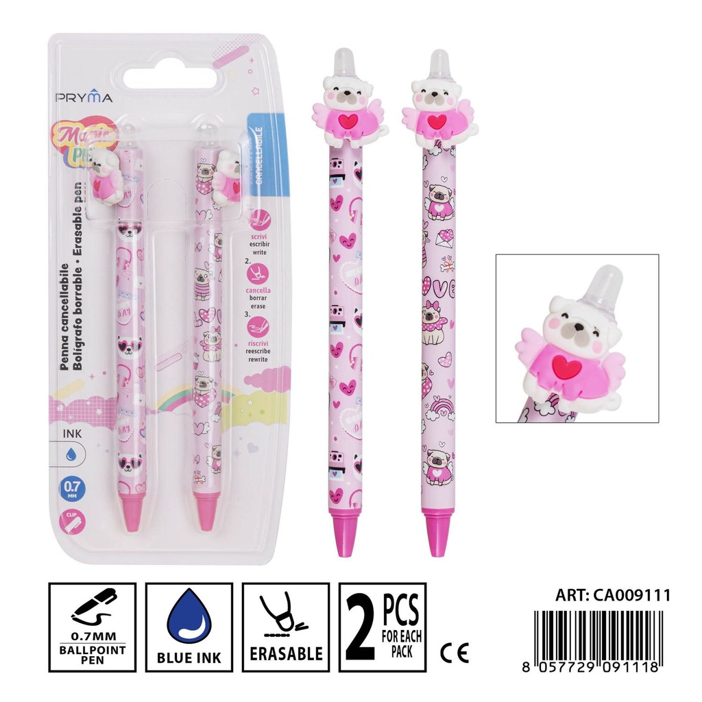 Bolígrafo borrable 0.7mm 2 piezas - Utensilios de escritura