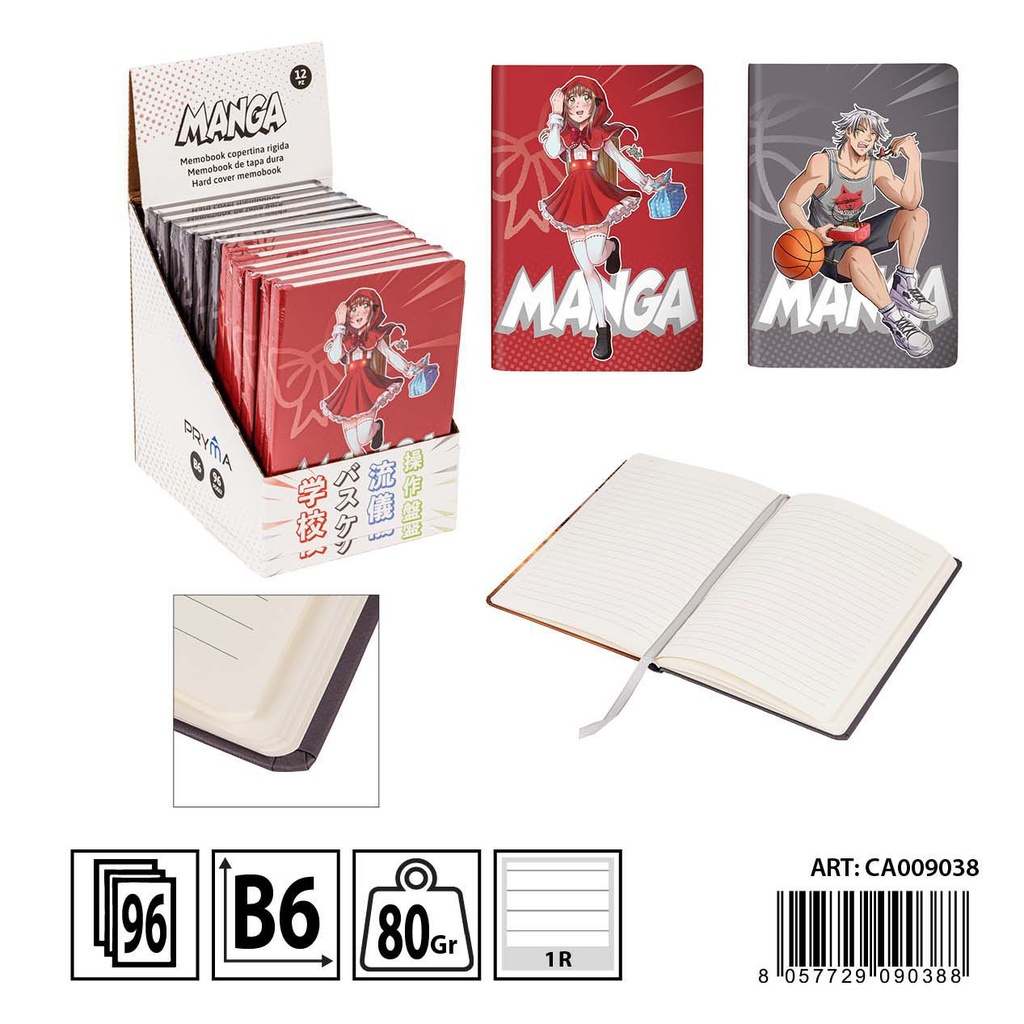 Libreta tapa dura B6 96 hojas diseño de chica de rojo y chico de baloncesto - Papelería y material escolar