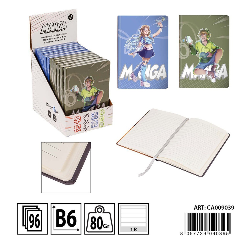 Libreta tapa dura B6 96 hojas diseño de chica de azul y chico de verde - Papelería y material escolar