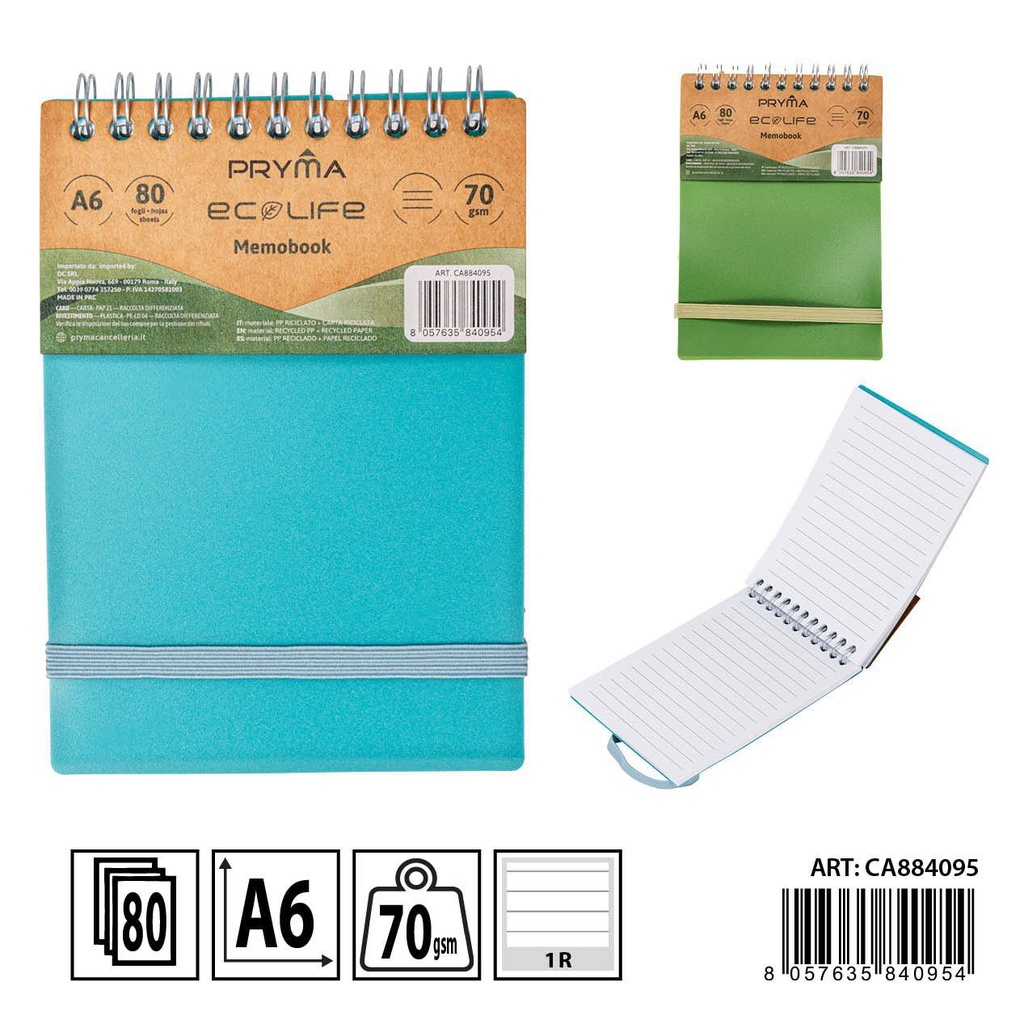 Bloc de notas espiral con goma tapa RPP A6 80 páginas - Papelería básica