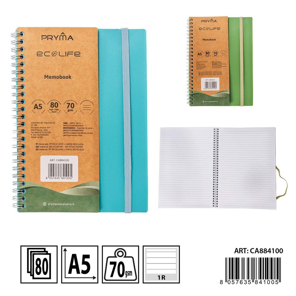 Bloc de notas espiral con goma tapa RPP A5 80 páginas - Papelería básica
