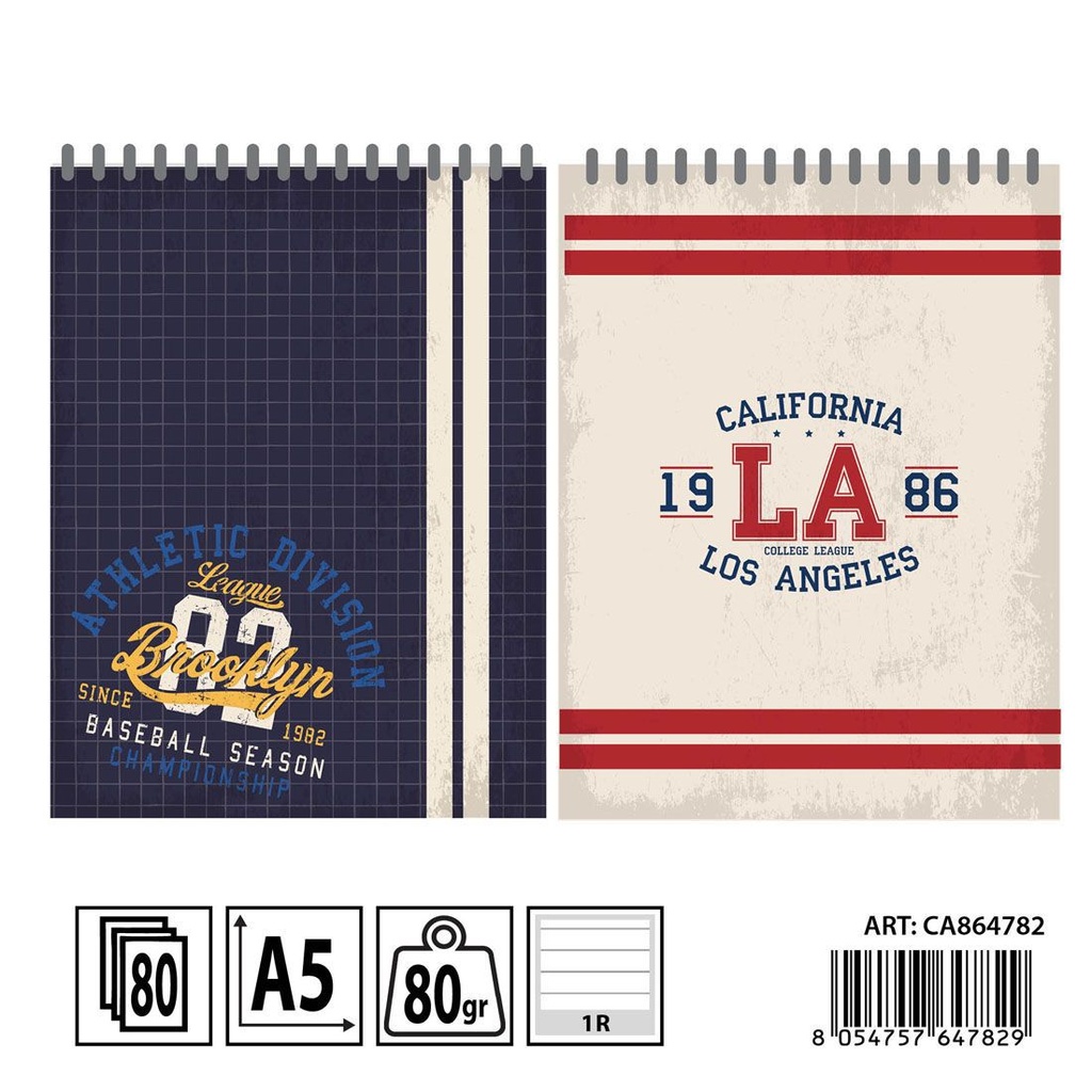 Cuaderno espiral A5 70f 80g 1R - Material escolar