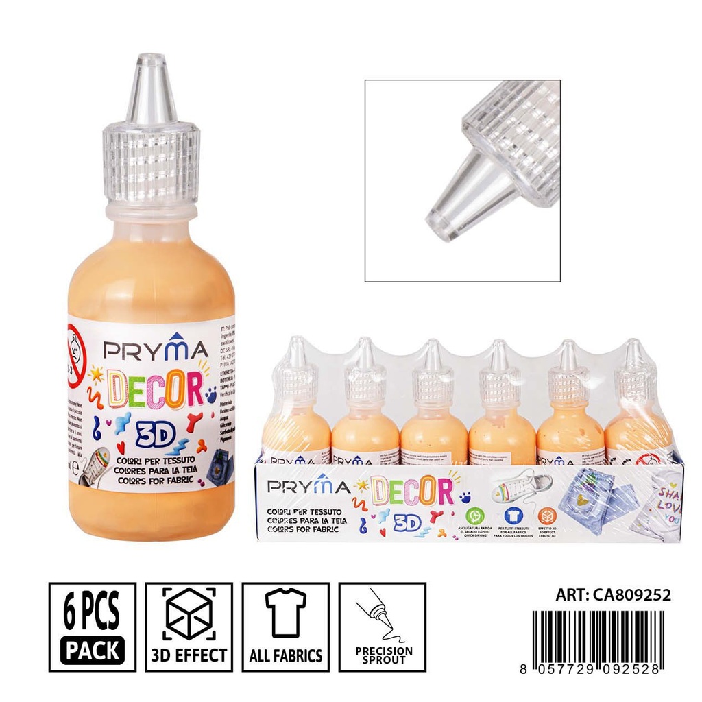 Pintura 3D textil 30ml color carne - Pinturas para tela y manualidades