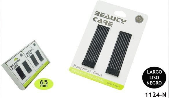 Clip 6.5cm largo liso N 24/u 1124-N - Clips para cabello decorativos