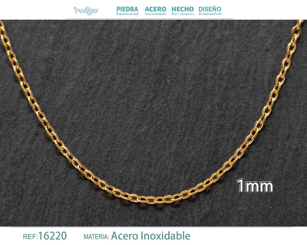 Collar de cadena acero dorado - Joyería elegante de acero con estilo
