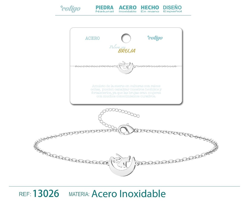 Pulsera de acero plateado estilo bruja - Joyas y artículos de moda