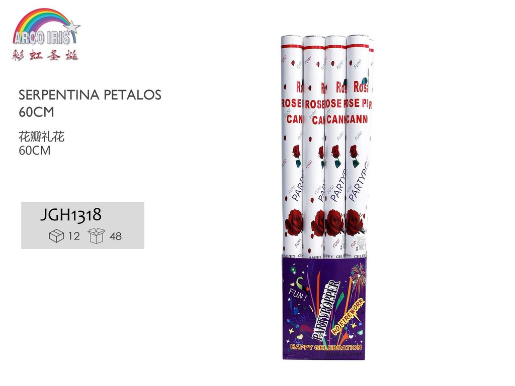 Serpentina de 60cm con pétalos de rosa JGH1318 - Artículos de fiesta y decoración