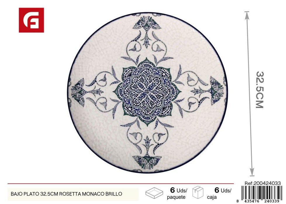 Bajo plato 32.5 cm Rosetta Monaco brillo - Vidrio y cerámica