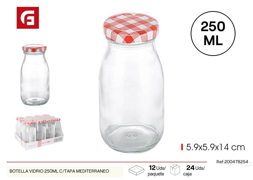 Botella de vidrio Mediterráneo 250 ml - Vidrio y cerámica