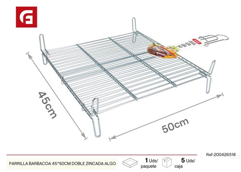 Parrilla barbacoa de doble zincado 45x50 cm - Herramientas para barbacoa 