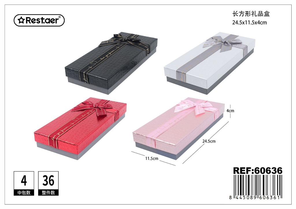 Caja de regalo rectangular 24.5x11.5x4 cm 