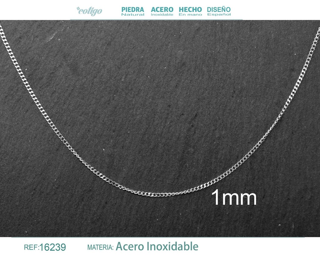 Collar de cadena acero plateado - Bisutería de cadena