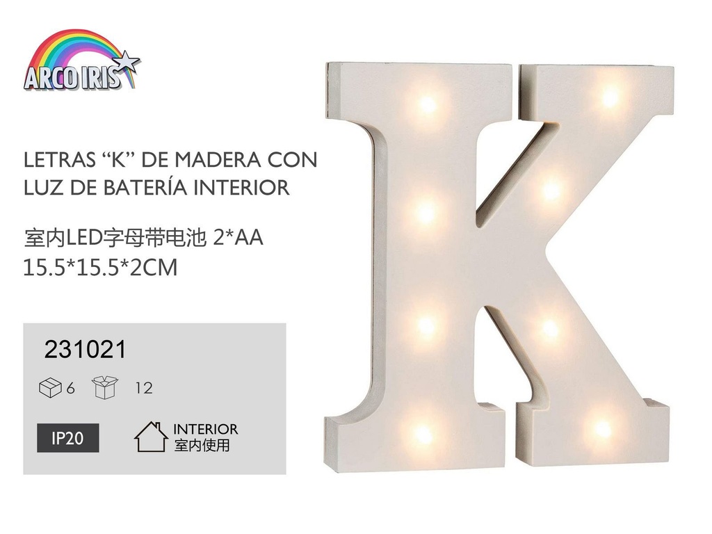 Letra con luz - K - Artículos de fiesta y decoración