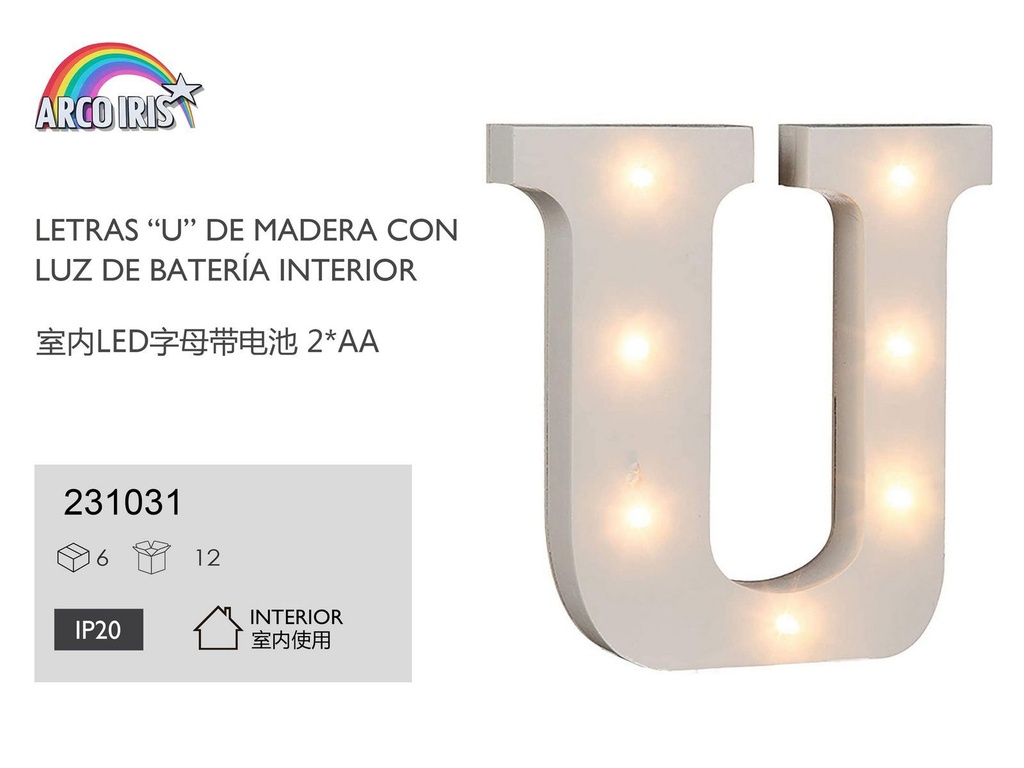 Letra con luz - U - Decoración y luces personalizadas