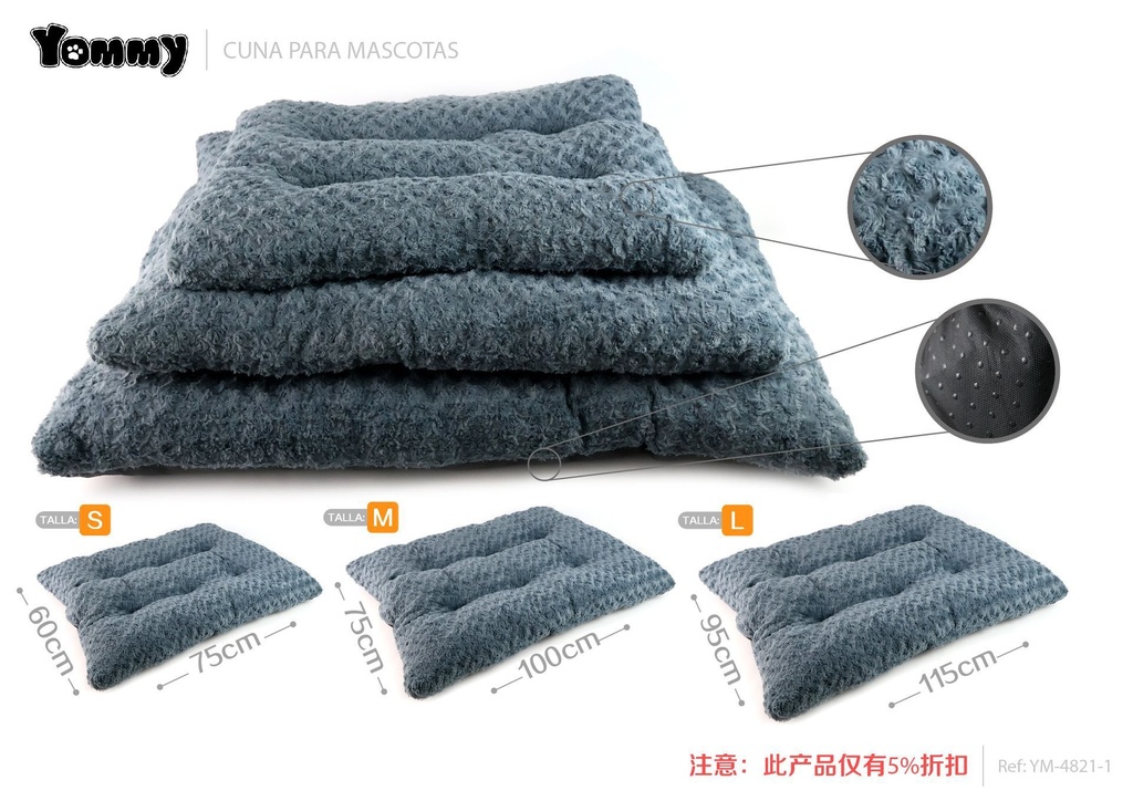 Colchoneta de perro de terciopelo en gris - Accesorios de mascotas