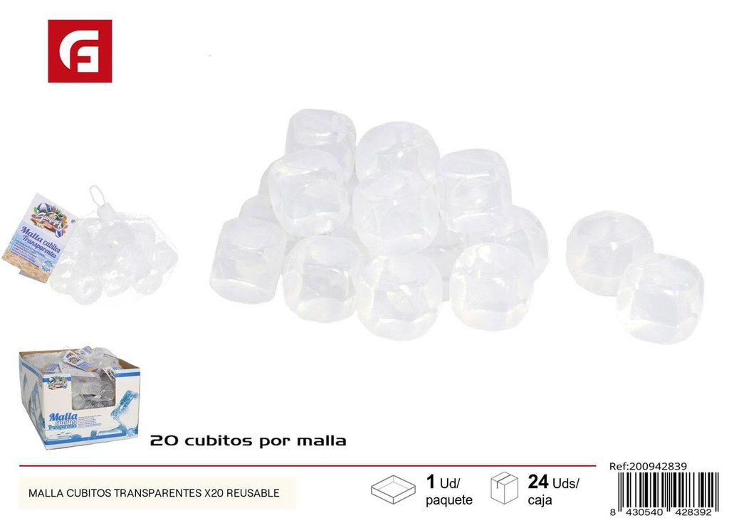 Malla para cubitos transparentes x20 reutilizables - Moldes de hielo y accesorios de cocina