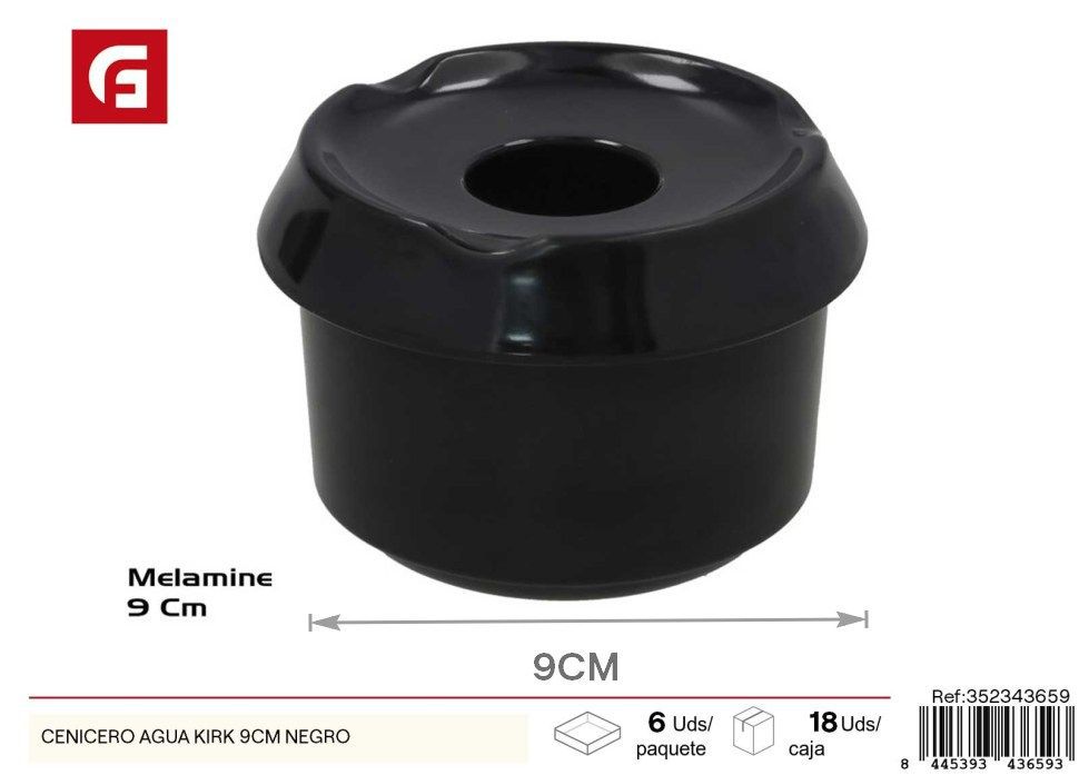 Cenicero de agua Kirk 9cm negro - Artículos para fumadores