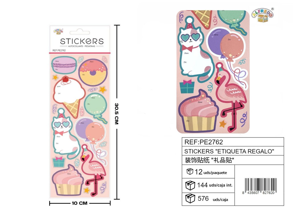 Stickes "Etiqueta regalo" 10x30.5 cm - Pegatinas para envolver regalos