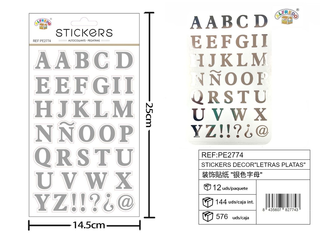 Stickes decor "Letras palta" 14x25 cm - Adhesivos creativos para manualidades