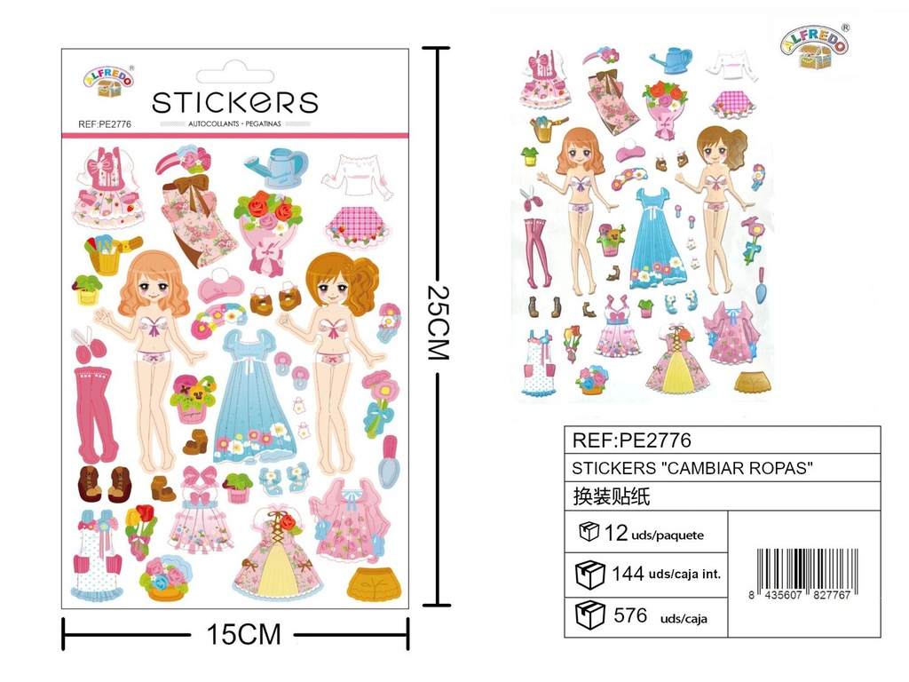 Stickes "Cambiar ropas" 15x25 cm - Adornos didácticos para manualidades