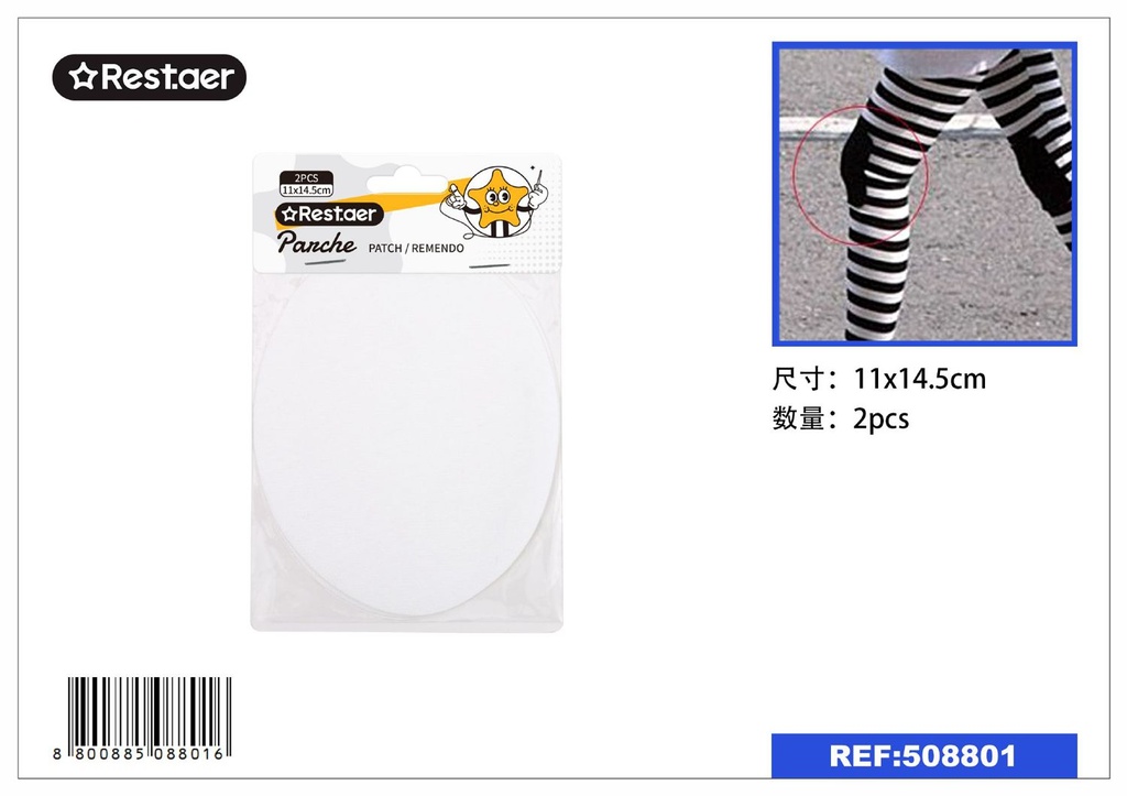 Parche ovalado de poliéster blanco 2 piezas 11x14.5 cm - Accesorios de costura