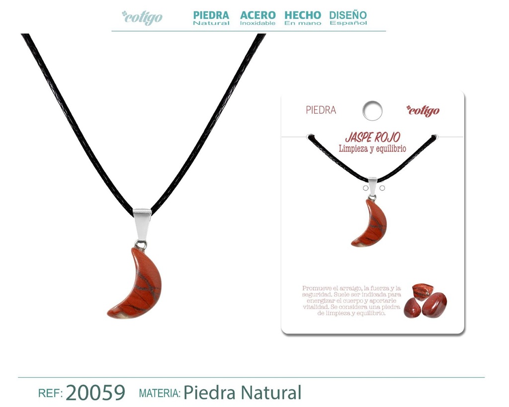 Colgante luna de jade rojo - Accesorios de moda