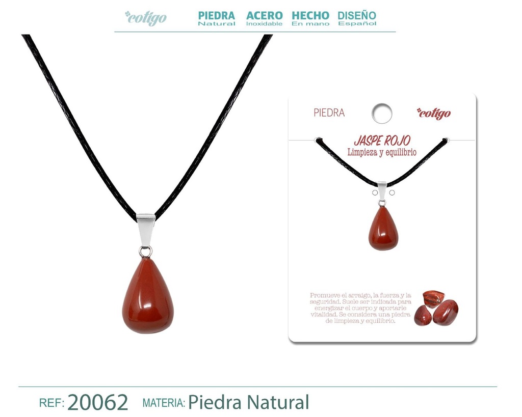 Colgante gotita redonda de jade rojo - Accesorios de moda