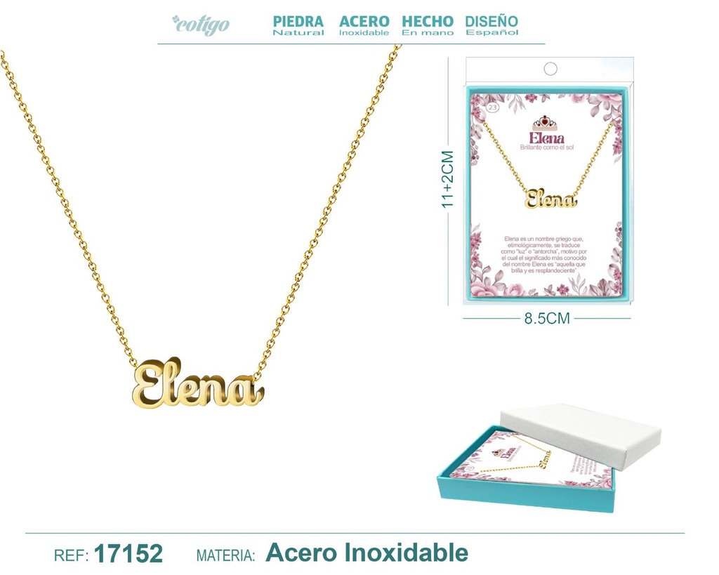 Collar personalizado nombre Elena en acero dorado - Joyería y accesorios