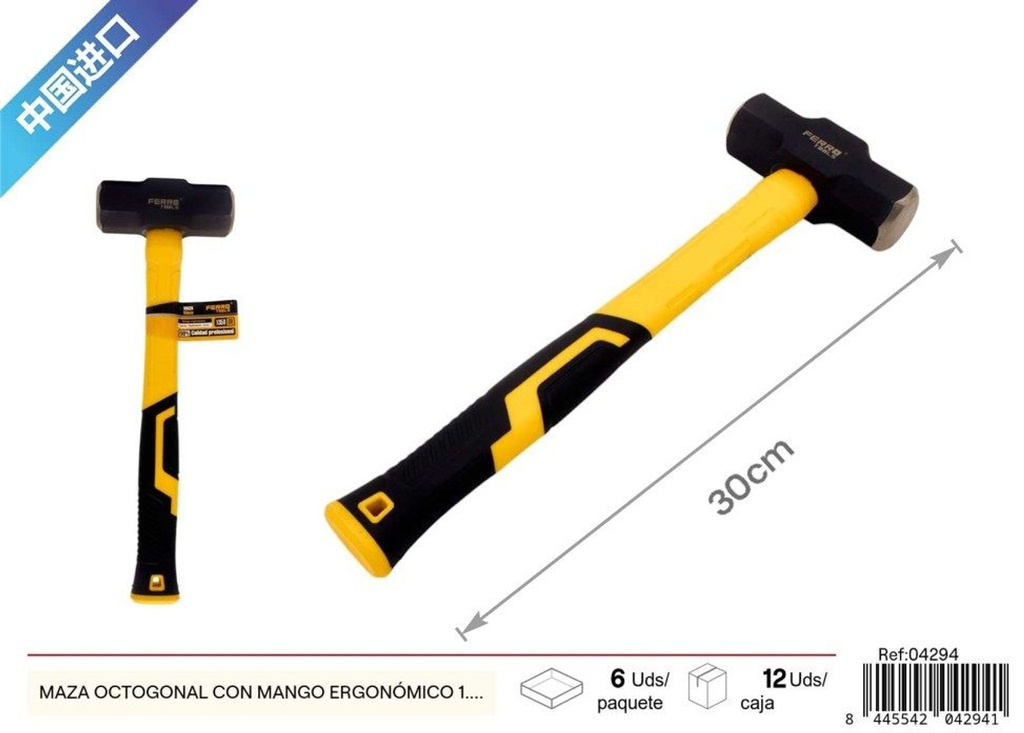 Maza octogonal con mango ergonómico 1.35kg - Herramientas de ferretería y mazas