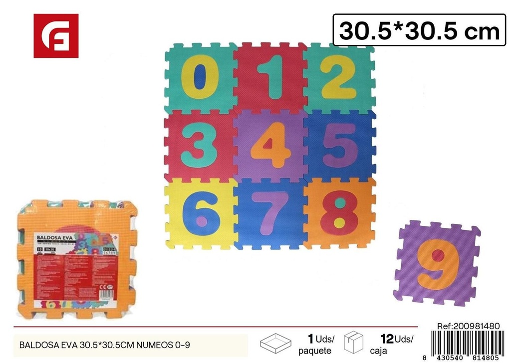 Baldosa EVA 30.5*30.5 cm números 0-9 - Juguetes