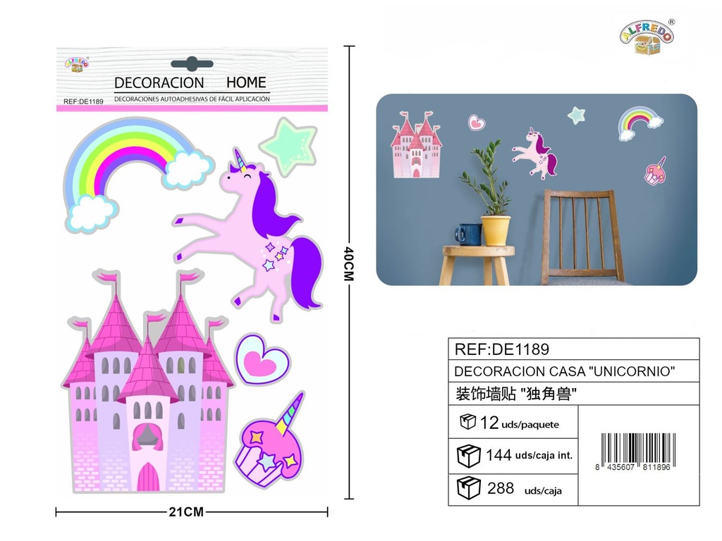 Decoración de casa "Unicornio" 21x40 cm - Decoración del hogar