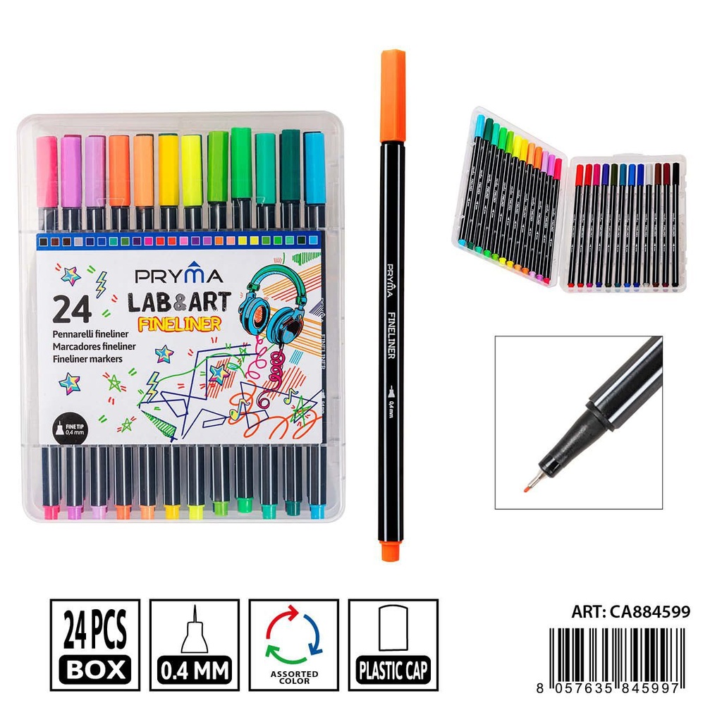 Rotulador de línea fina triangular 0.4MM 24 piezas - Material de dibujo