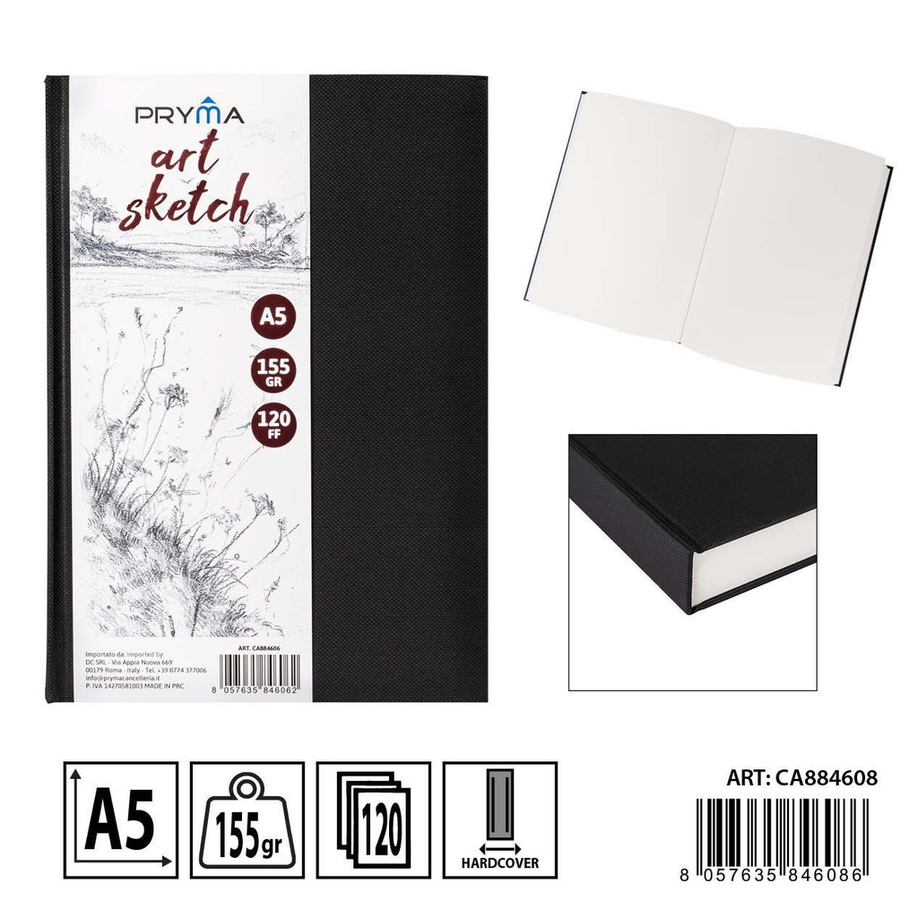 Cuaderno de dibujo A5 155g 120 hojas - Bloc de bocetos y papelería artística