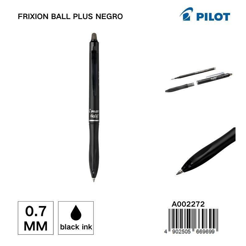 Bolígrafo borrable PILOT 0.7MM negro - Material de papelería