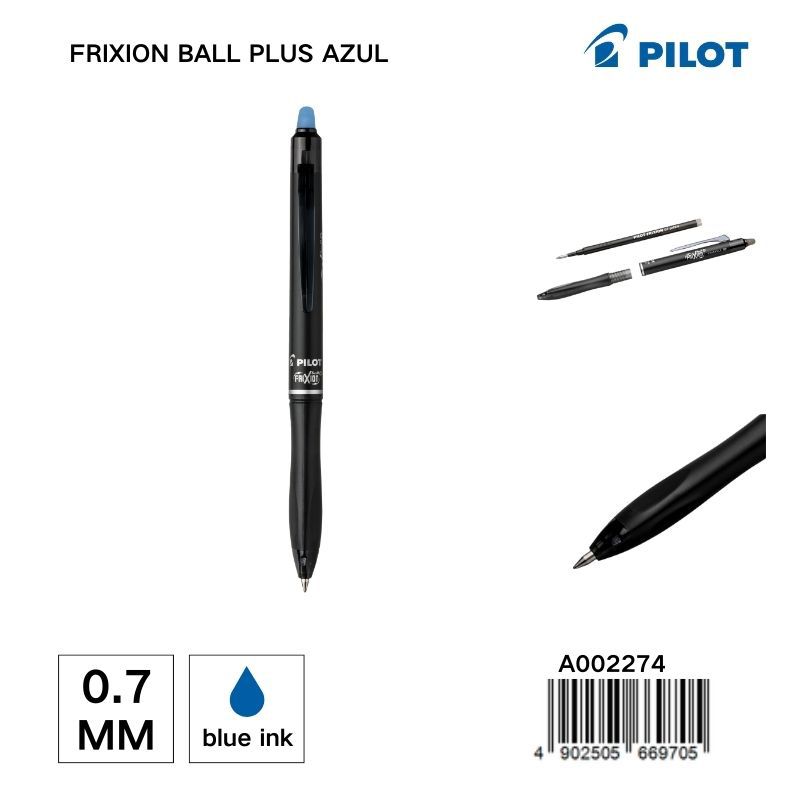 Bolígrafo Pilot Frixion Ball Plus 0.7mm azul - Papelería y artículos de escritura
