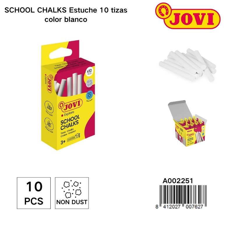 Tizas escolares blancas JOVI 10 unidades - Material de manualidades