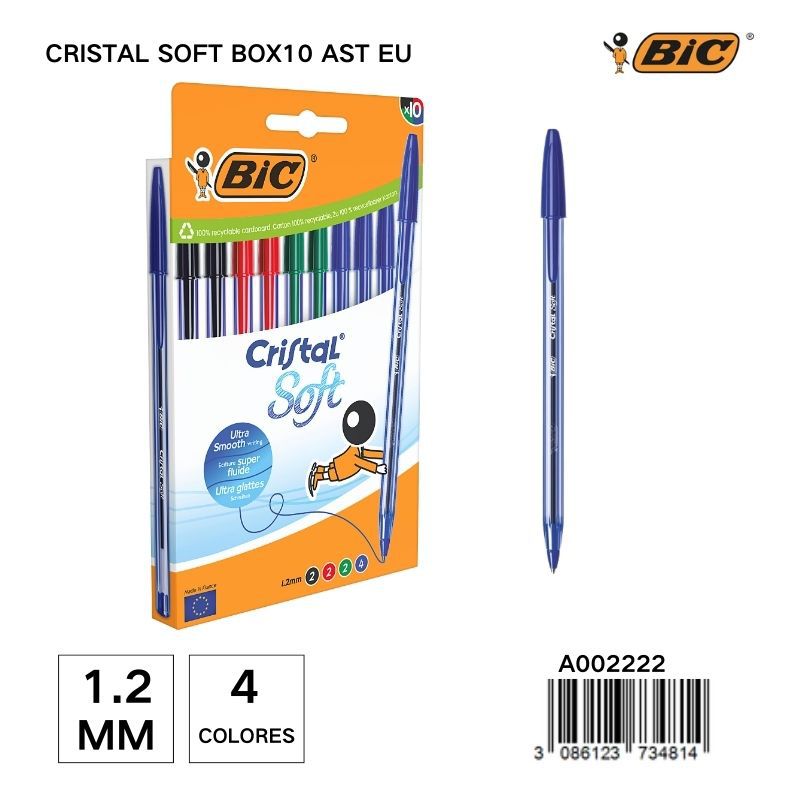 BIC bolígrafo de 1,2MM 10 unidades color azul - Bolígrafo suave para escritura continua
