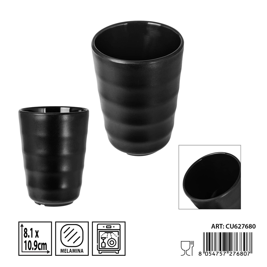 Vaso de melamina negro 8,1X10,9CM - Accesorios de cocina para bebidas