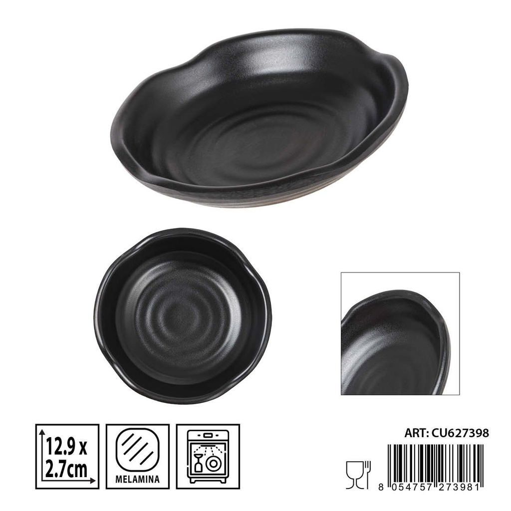 Bol redondo de melamina negro 12,9X2,7CM - Utensilios de cocina y mesa