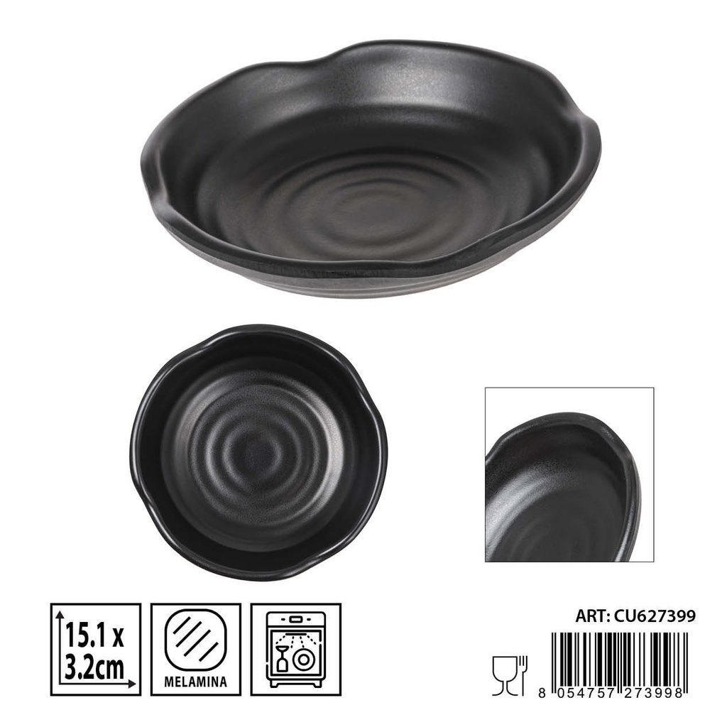 Bol redondo de melamina negro 15,1X3,2CM - Utensilios de cocina y mesa