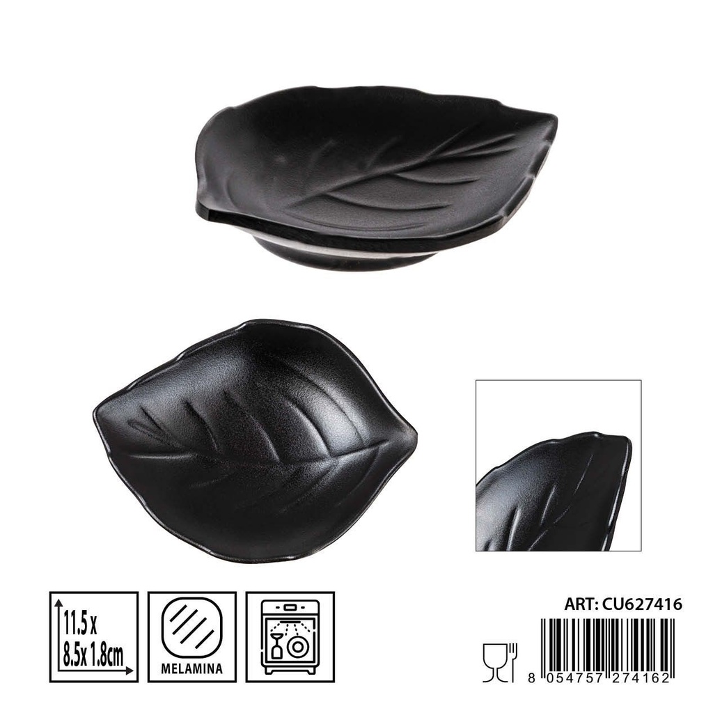 Salsita de melamina negra 11,5x11,5x2,1 cm - Accesorios de cocina y platos para salsas