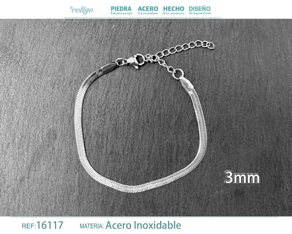 Pulsera de cadena de acero plateado - Joyería de cadena