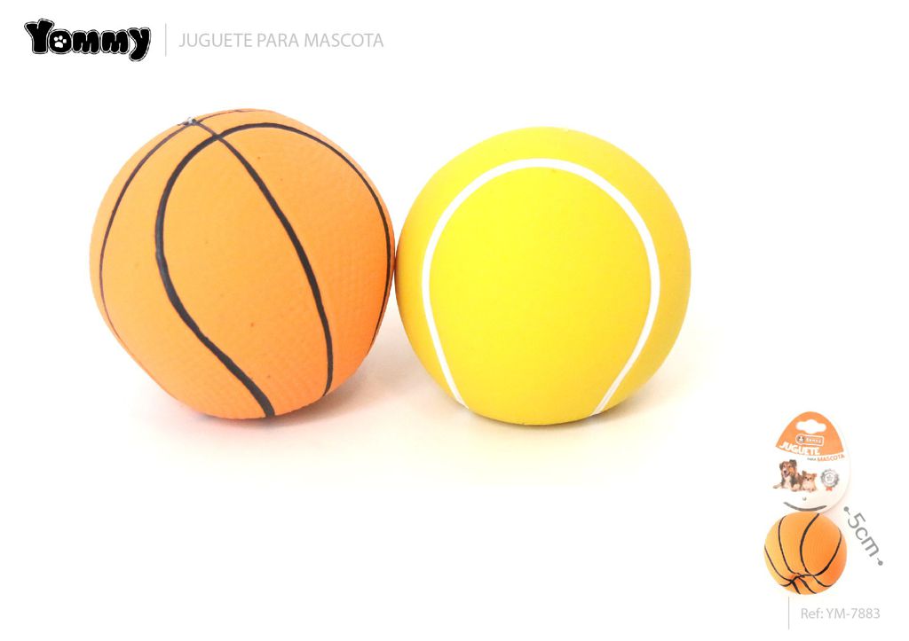 Juguete de látex balón de baloncesto y tenis 5 cm - Juguetes para mascotas