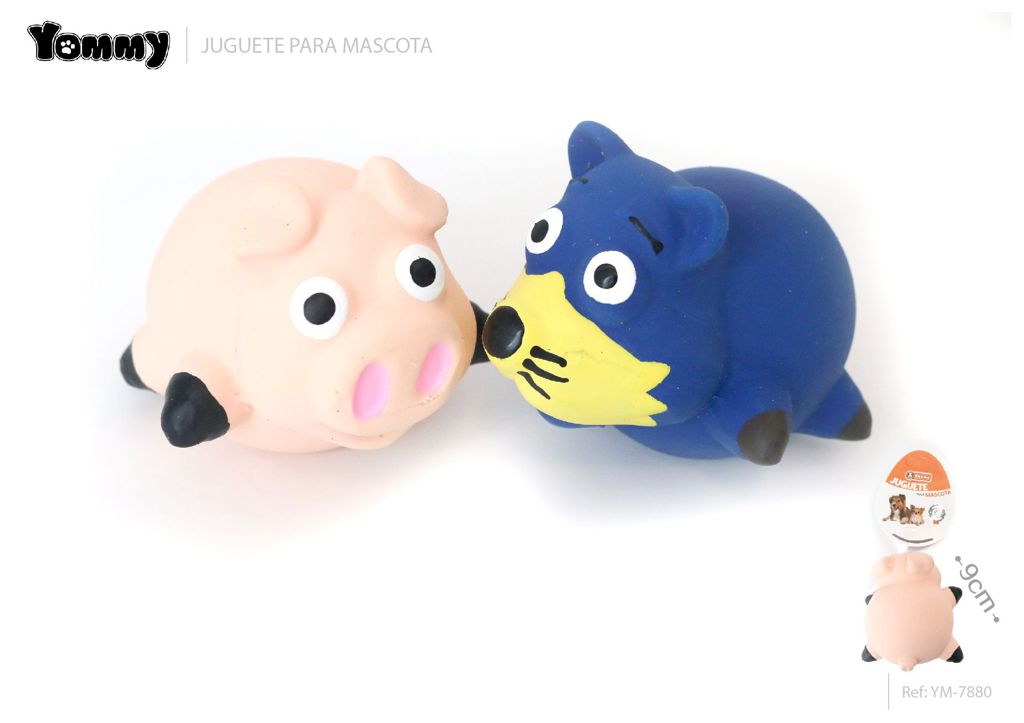Juguete de látex cerdo y sabueso 9 cm - Juguetes para mascotas