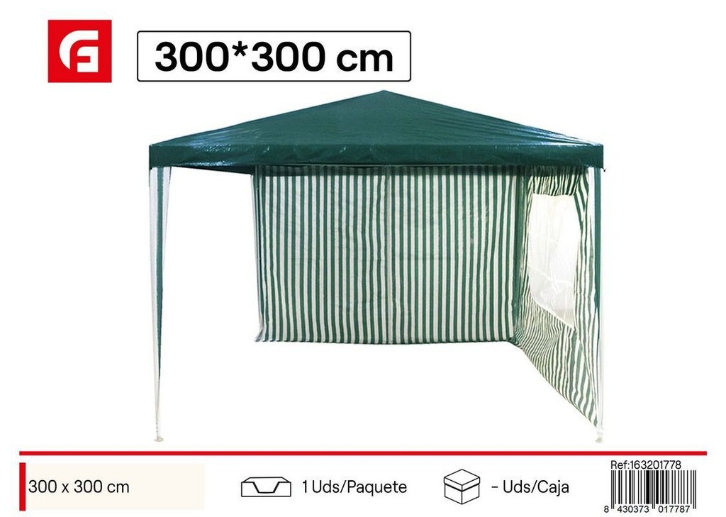 Cenador verde 300x300 de poliéster - Accesorios de verano y eventos al aire libre