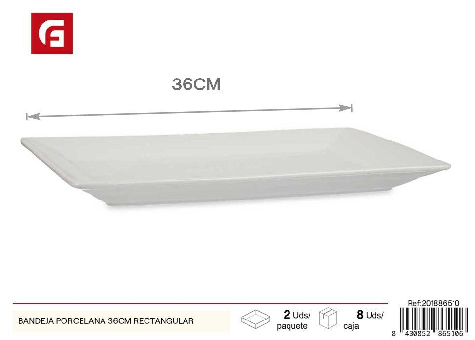 Bandeja de porcelana blanca rectangular 36 cm - Vajilla de cerámica
