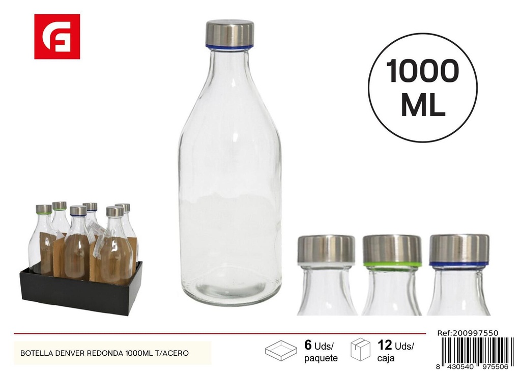 Botella redonda de acero Denver 1000 ml - Utensilio de cocina