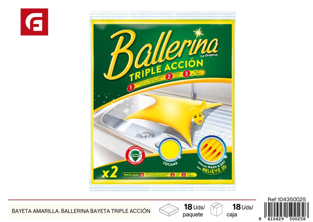Bayeta amarilla de triple acción Ballerina - Accesorios de limpieza