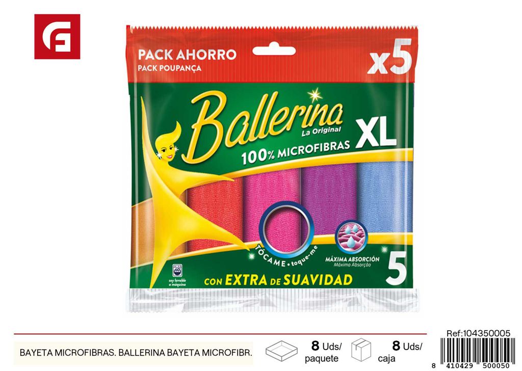 Pack de 5 bayetas de microfibras Ballerina - Accesorios de limpieza